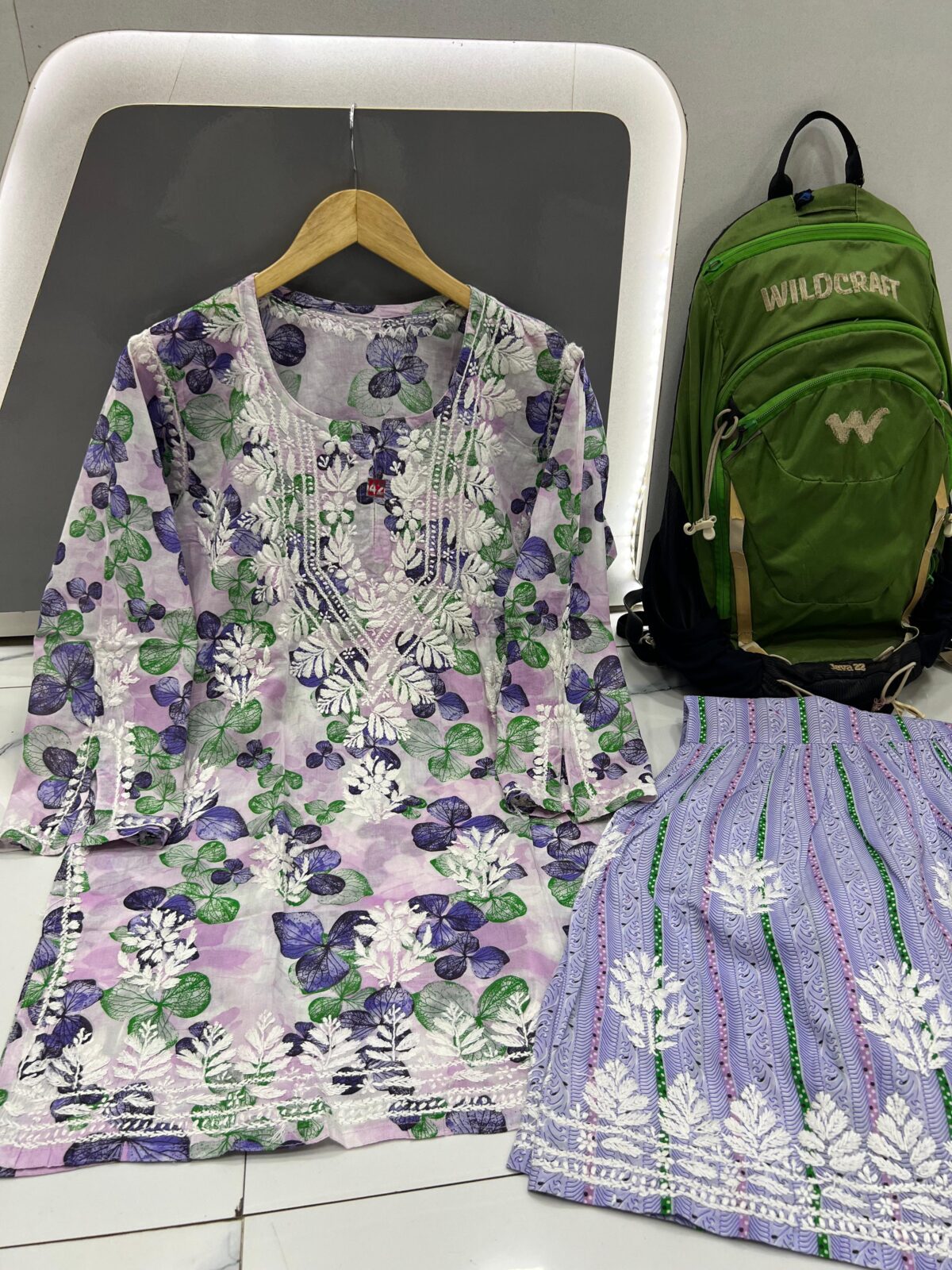 Mulmul Garara Set, Elegant Kurti, Long Sleeves, Traditional Indian Wear