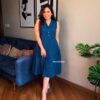 South Cotton A-line Midi Kurta, Premium Handwoven, Winter Casual, Mega Sleeves, Pockets