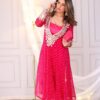 Funky Baggy Style, Georgette Anarkali Kurti, Crape Fabric Pant, Padded Bustier, Mirror Lace Work