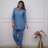 Embroidery detailed Cotton Co-ord Set, stylish kurta and pant, side pocket design, trendy wardrobe essential