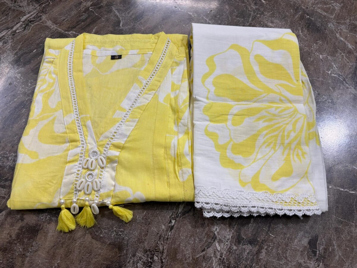 Elegant flaired suit, Cotton 2-piece set, 3/4 sleeve, Traditional wear