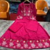 Embroidered Cotton Anarkali Kurta, Pant, Malmal Dupatta Set, Tier Pattern