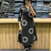 Discharge print embroidered kurta, summer colors, heavy embroidery, cotton taj gurp