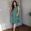South Cotton A-line Midi Kurta, Premium Handwoven, Winter Casual, Mega Sleeves, Pockets