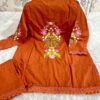 2-piece Cotton Co-ord Set, Hand Embroidery, Crochet Lace, Open Button Front, Pants with Pocket
