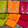 Embroidered Cotton Anarkali Kurta, Pant, Malmal Dupatta Set, Tier Pattern