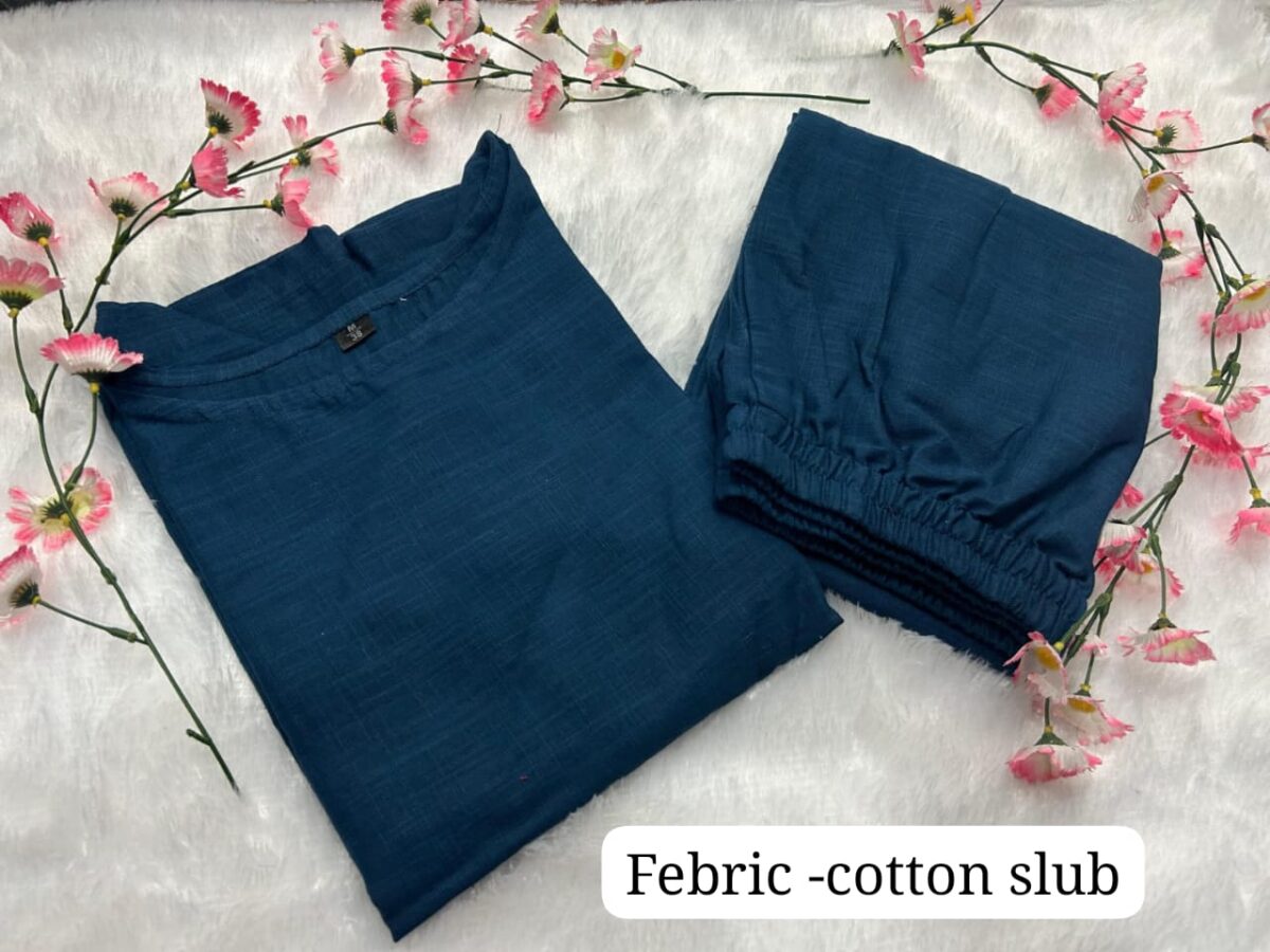 2-piece Cotton Slub Coord Set, Summer Wear, Premium Top and Plazo, Side Pocket