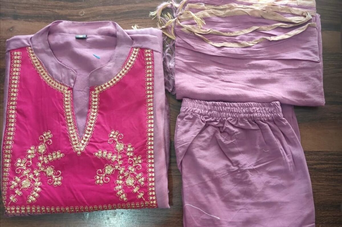Chanderi suit, cotton pant, dupatta, beautiful embroidery, elegant design