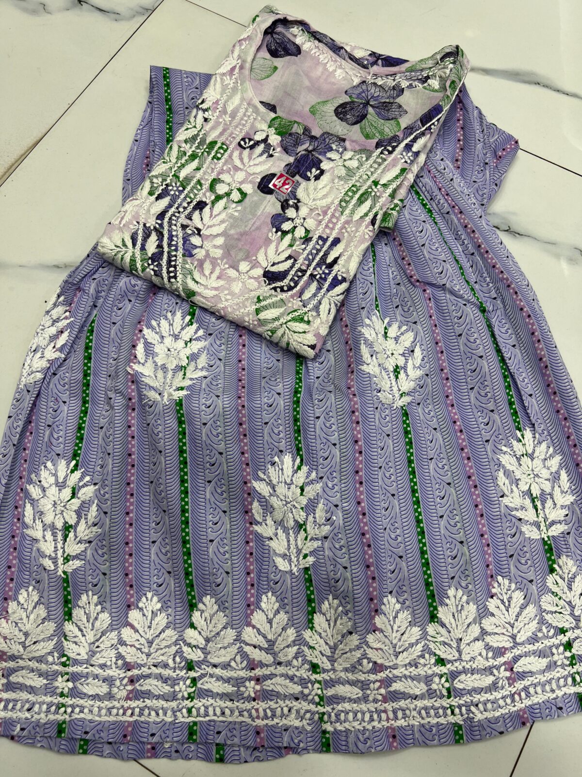 Mulmul Garara Set, Elegant Kurti, Long Sleeves, Traditional Indian Wear
