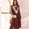 Funky Baggy Style, Georgette Anarkali Kurti, Crape Fabric Pant, Padded Bustier, Mirror Lace Work