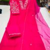 Pure Masleen Silk, Fancy Embroidered Kurti, Matching Pant, Argenza Dupatta, Plus Size Collection