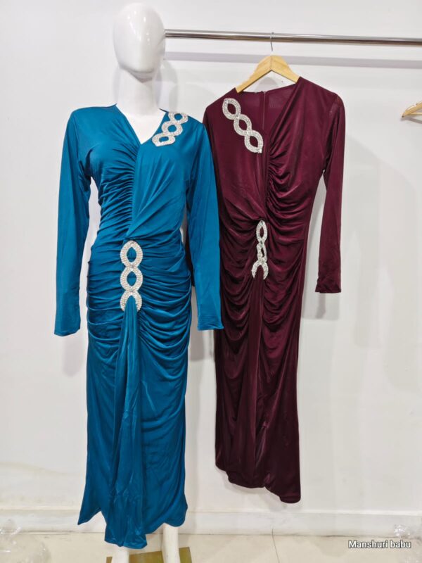 Beautiful Brooch Dress, Imported Fabric, Elegant Design