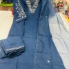 Pure Masleen Silk, Fancy Embroidered Kurti, Matching Pant, Argenza Dupatta, Plus Size Collection