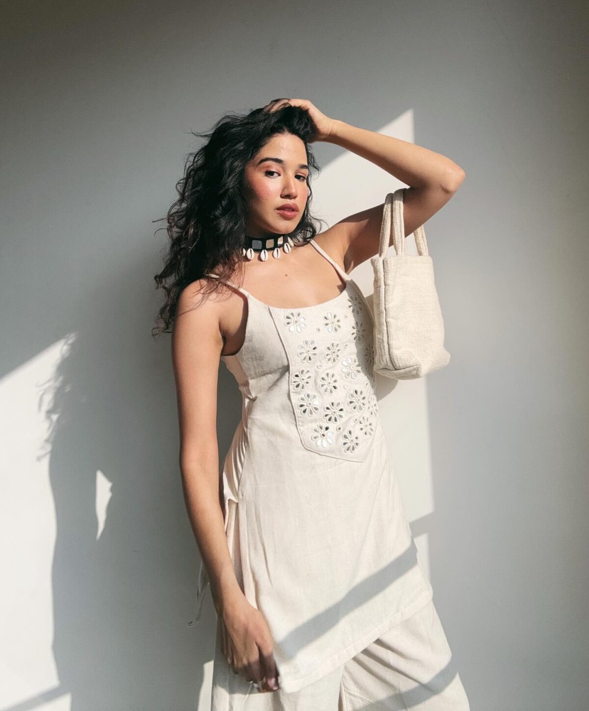 Cotton flex mirror work sleeveless kurta, plazo set, summer special, elegant design